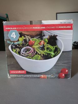 Overandback White Porcelain Bowls Set of 4