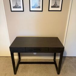 Modern Dark Wood Computer Desk - Home Office Writing Station