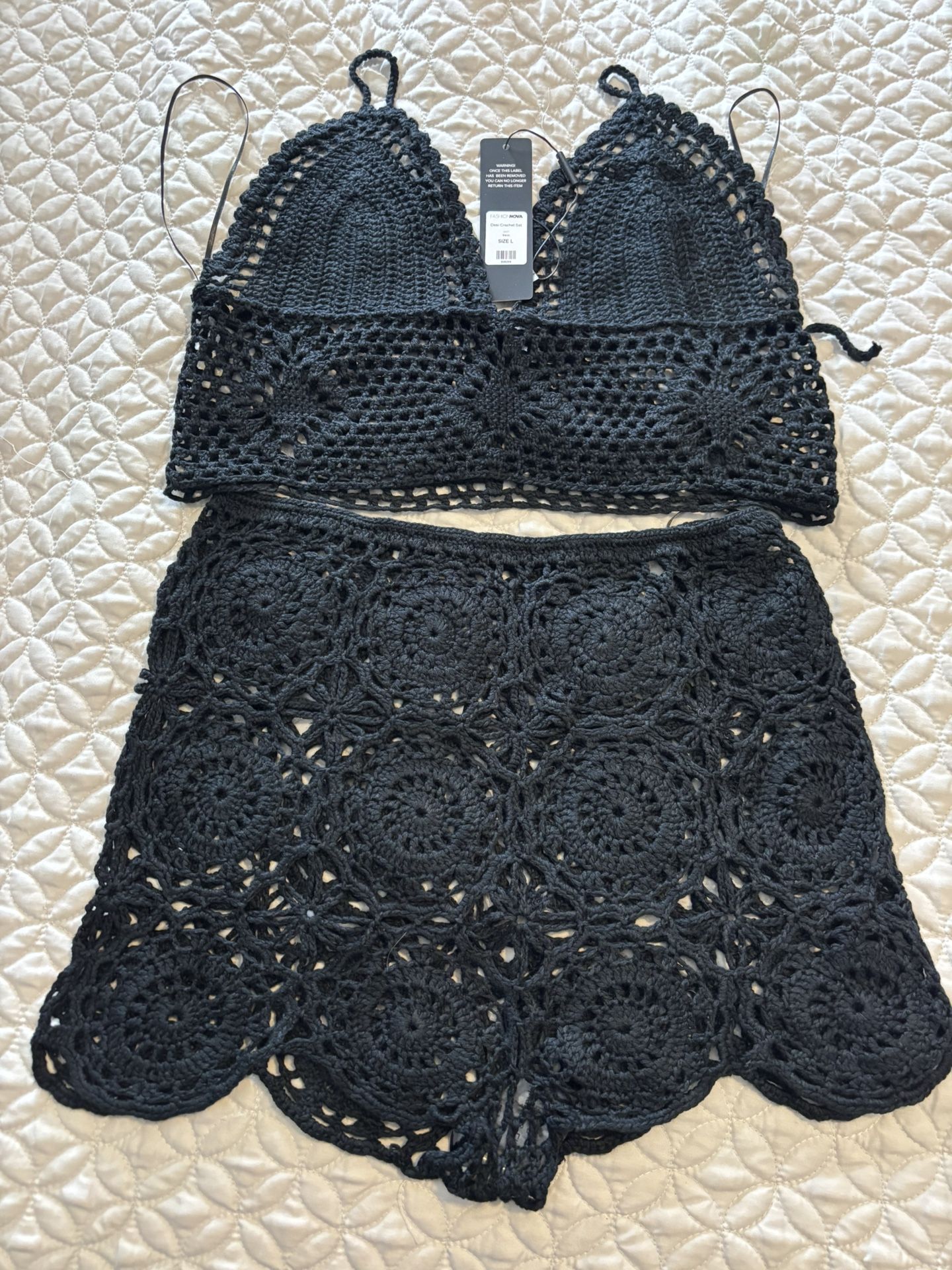 Black Crochet Set