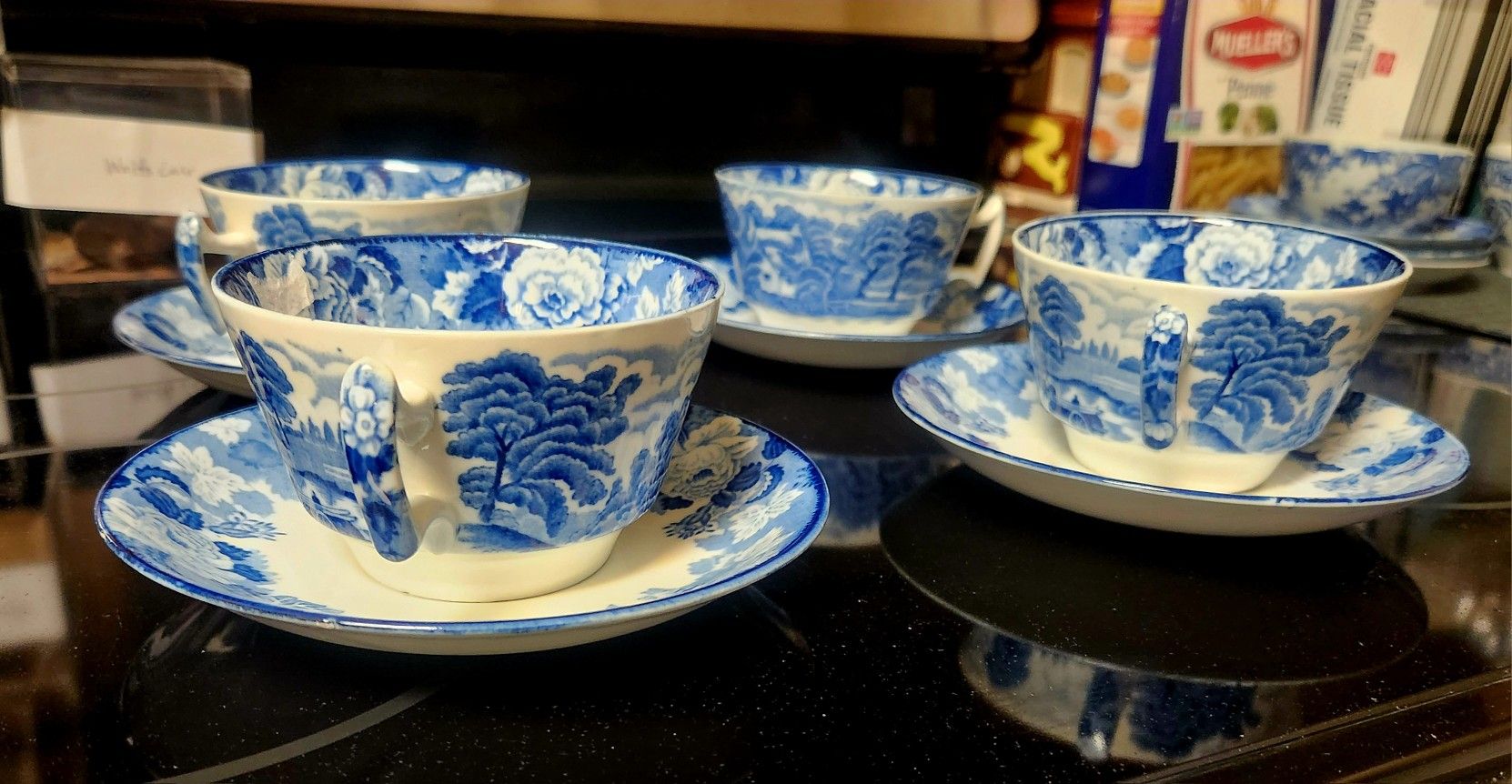 X4 Vintage Enoch Woods Tea Cup & Saucer English Scenery 