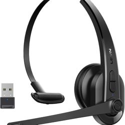 LEVN Wireless Headset with Mic for Work, Bluetooth Headset with Microphone (AI Noise Cancelling), Wireless Headset with Microphone for PC/Computer/Lap