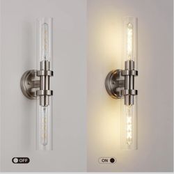 Modern Vanity light Sconce Clear Glass - New - Hardwired