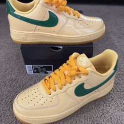 🔥Nike Air Force 1 Low Patent Leather Topaz Gold Pine Green🔥 Size 8
