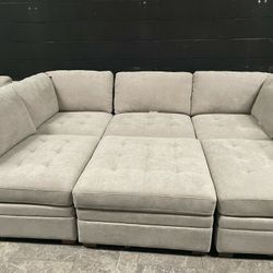 Thomasville Tisdale Modular Sectional Couch Sofa With Storage Ottoman 