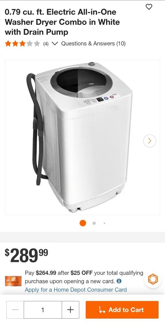 0.79 cu. ft. Electric All-in-One Washer Dryer Combo in White with Drain Pump