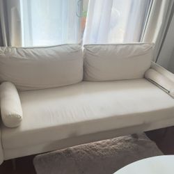 White Modern Loveseat Sofa – Clean, Minimal, Great Condition
