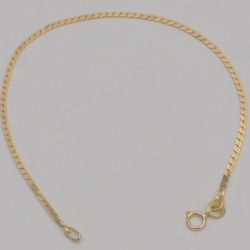 14K Yellow Gold Flat Herringbone Bracelet Italy 7" Fine Chain