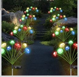 2PK 12 LED Solar Garden Lights Outdoor, Mushroom Solar Lights Outdoor, IP65 Waterproof Firefly Light Outside Decor for Patio Pathway, Sway by Wind for