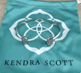 Kendra Scott Elton Silver Adjustable Cuff Bracelet Platinum Drusy Adjustable Bracelet