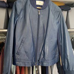 Beautiful Blue Lamb Leather Jacket