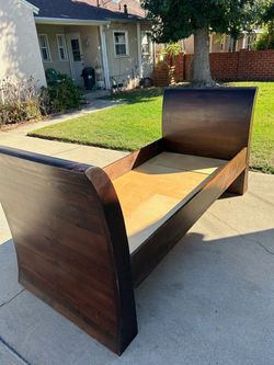 Solid wood twin bed frame with trundle drawer