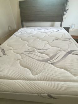 Queen bed, frame and mattress