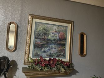 Cuadro De Home Interior Repisa Y Espejos Y Flores