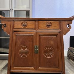 Attractive Small Oriental Cherrywood Altar Cabinet