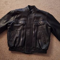 Black Leather Motorcycle Jacket ROADGEAR 