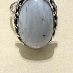 Size 6 Rainbow 🌈 Moonstone Stamped Sterling Silver Ring