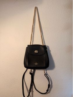 COACH Black Leather Mini Convertible Backpack Purse