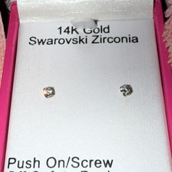 Brand New 14K Yellow Gold .25 TCW Swarovski Zirconia Earrings! 2 available!