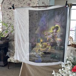 Fabric Art Print Indian Love Story Wall Panel 39x39