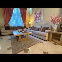 Formal Living Couches With Coffee And Two End Tables