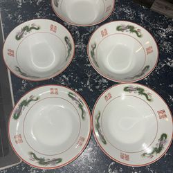 (5 NEW) Rare Japanese Hand Painted Dragon Akamaki Sanryu Kiriyu Rice, soup, pho, serving Bowl asian dragon