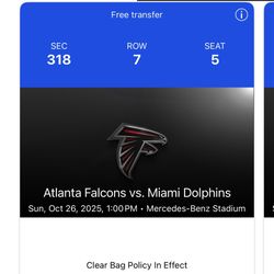 Tickets Atlanta Falcons vs Miami Dolphins 