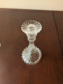 Clear Glass Twisted Stem Candlestick Holder
