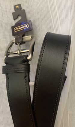 NWT Coach Men's Size 34 Roller Buckle Leather Belt Black