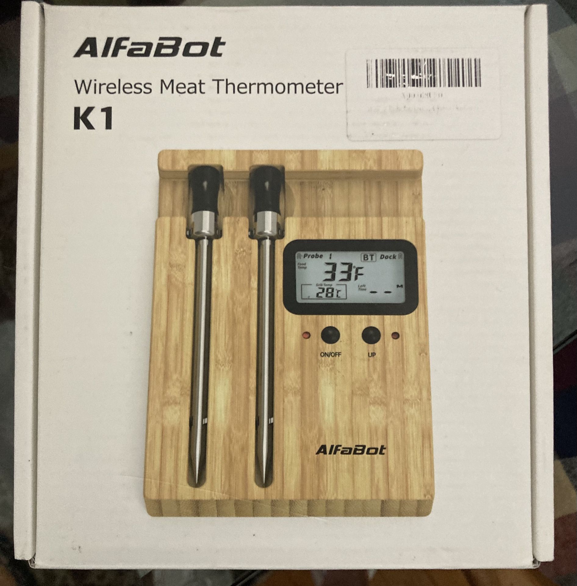 AlfaBot Wireless Meat Thermometer with 2 Meat Probes, 520 FT Bluetooth Meat Thermometer with Digital Food Thermometer for Remote Monitoring of BBQ Gri