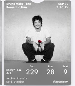 Bruno Mars #2 Tickets SEC 229