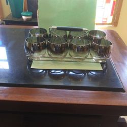 Mid Century Modern Silver Fade Rolly Polly Glasses With Carrier