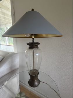 Brass & Glass Lamp With Unique Shade