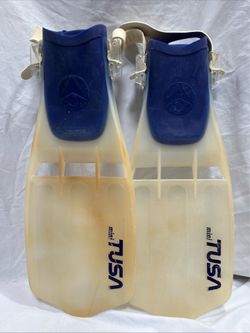 White & Blue TUSA Mini Travel Fins Youth Size