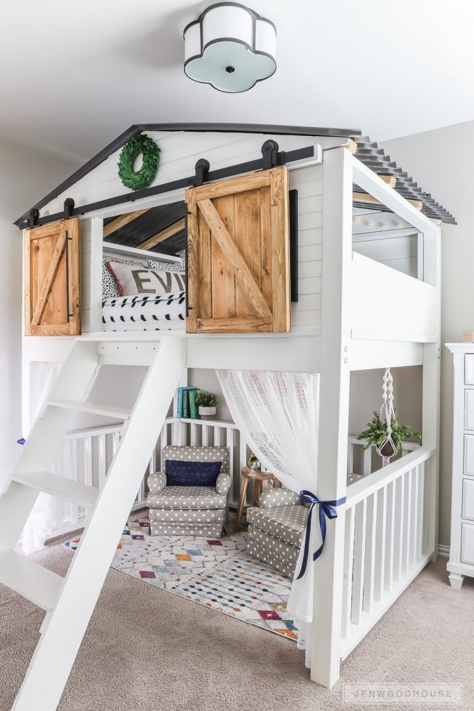 Full Size Kids Farm House Bunk Bed