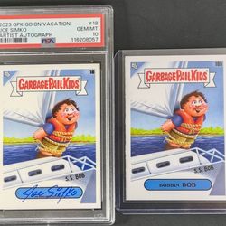 2023 GPK GO ON VACATION ARTIST AUTOGRAPH JOE SIMKO 💎 GEM MT 10 W/ BOBBIN' BOB