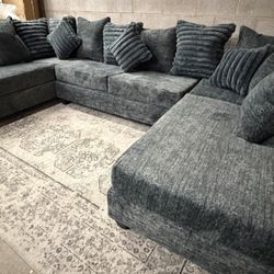 🔥 New Amazing Gray Charcoal Double-Chaise Sectional — Only $1649! 🔥 $0 Down, Flexible Payments Available
