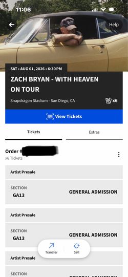 Zach Bryan General Admission Tickets