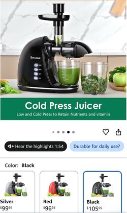 Brecious Cold Press Juicer – Black and veggie slicer