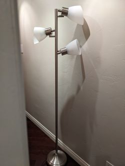Floor Lamp Silver With Three Adjustable Bulbs Spotlights