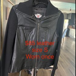 Leather Harley Davidson Sweater Jacket Woman Ladies 