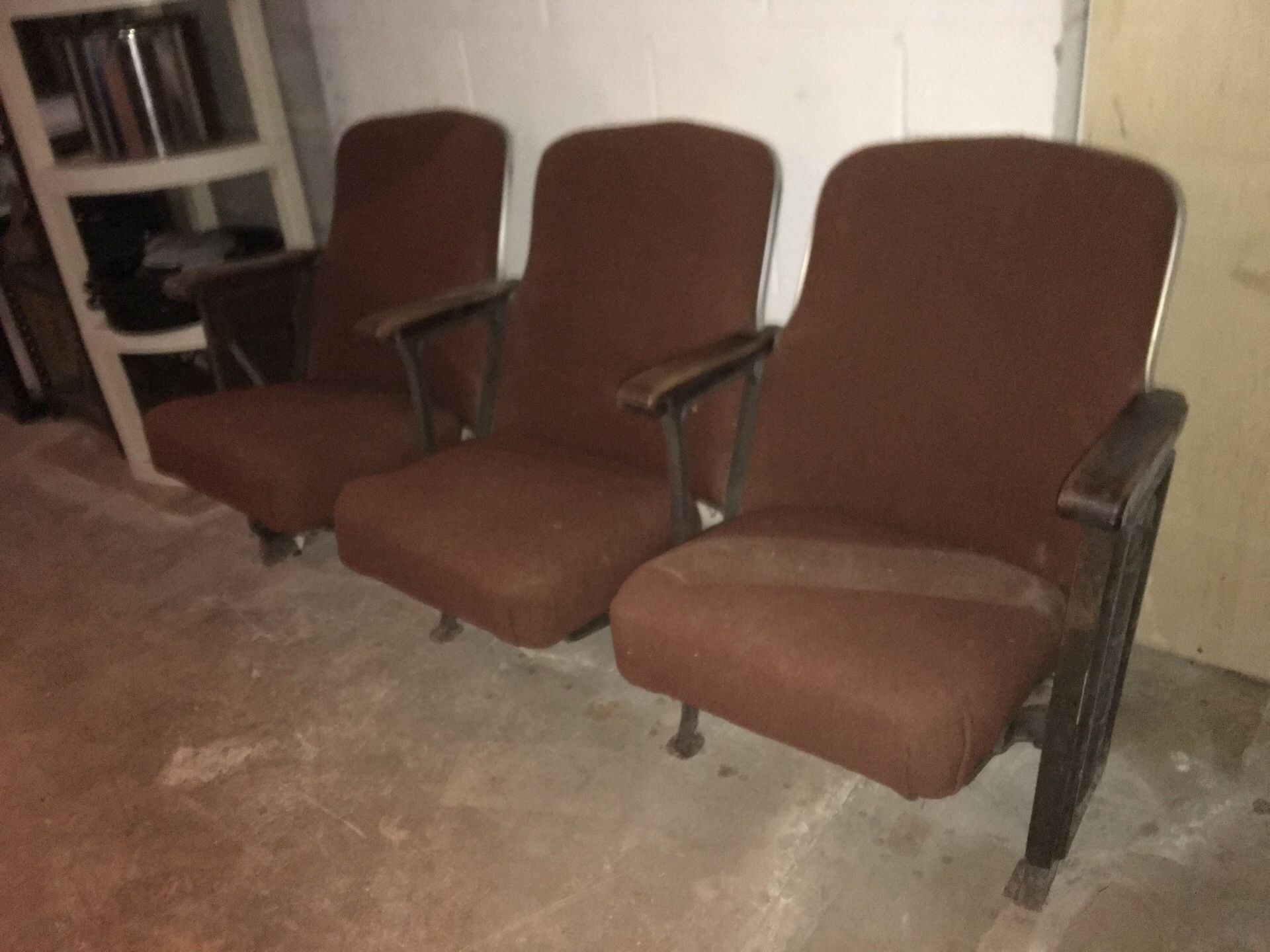 Vintage movie theatre seats~attached and heavy duty