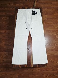 Darc Sport Men's Cream Canvas Carpenter Pants Wide Leg. Size 36x32