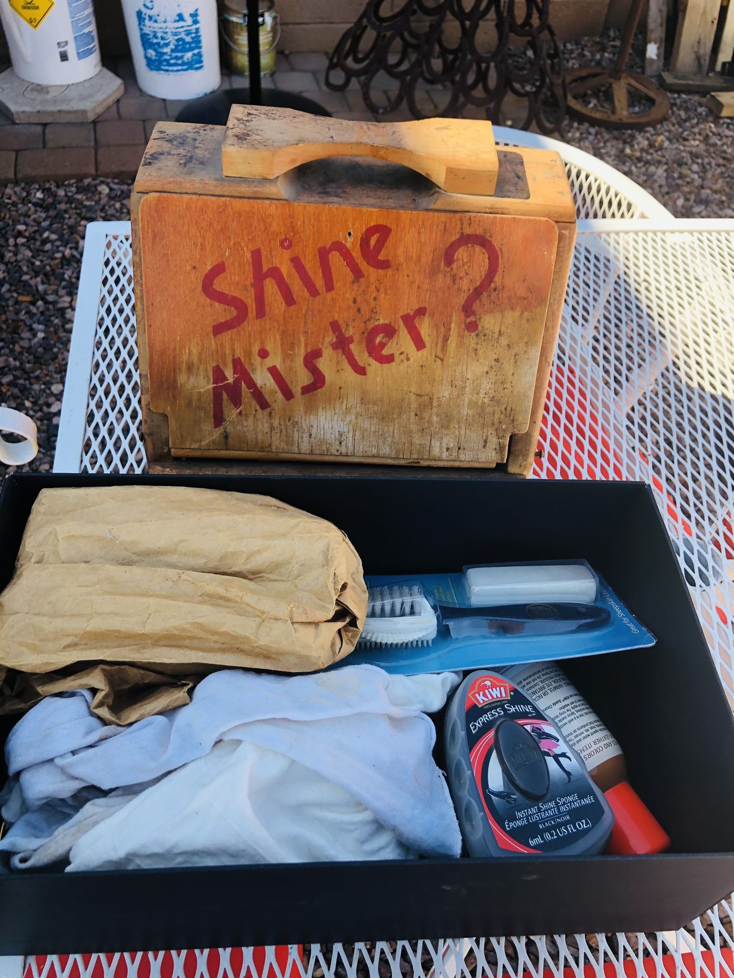 Shoe Shine Box With Accessories