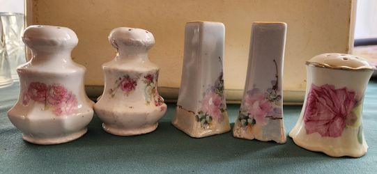 Antique Salt & Pepper Shakers - 5 Pieces