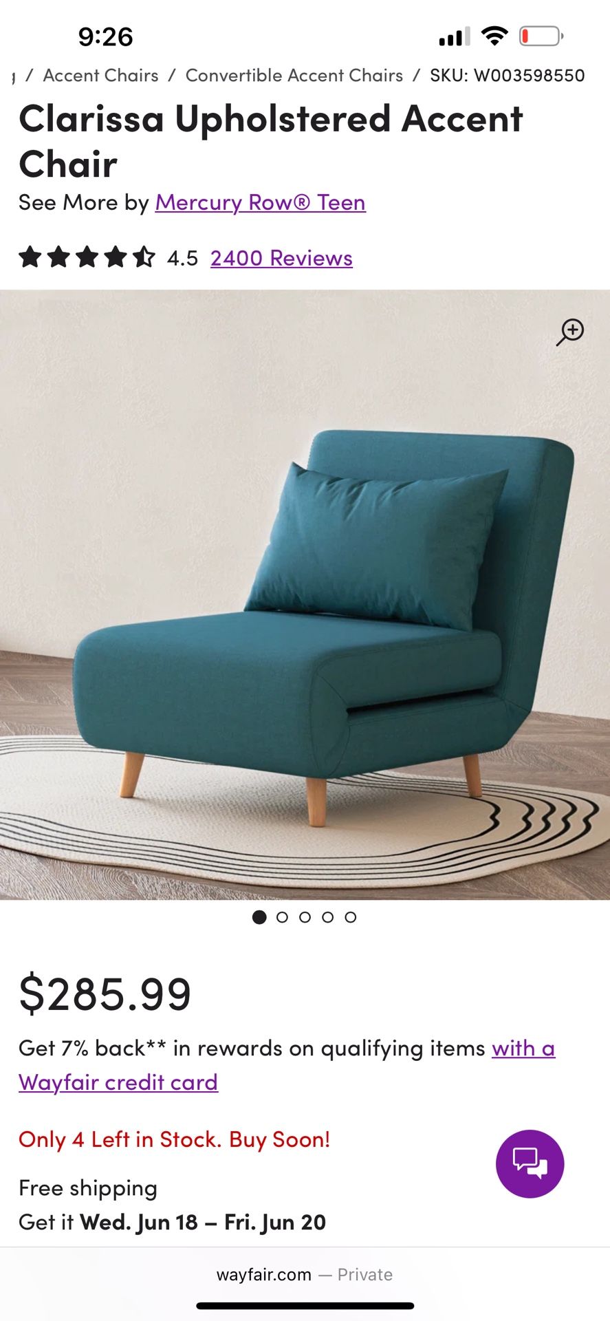 Futon Chair - Delivery