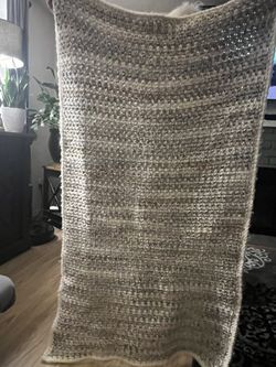 Beautiful Handmade Crocheted 100% Wool Throw Blanket