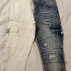NEW REELISTIK men's split camo denim jean in blue/white  38