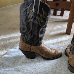 Mens Ostrich Cowboy Boots Size 7