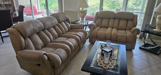 Sofa, recliner, and love seat.