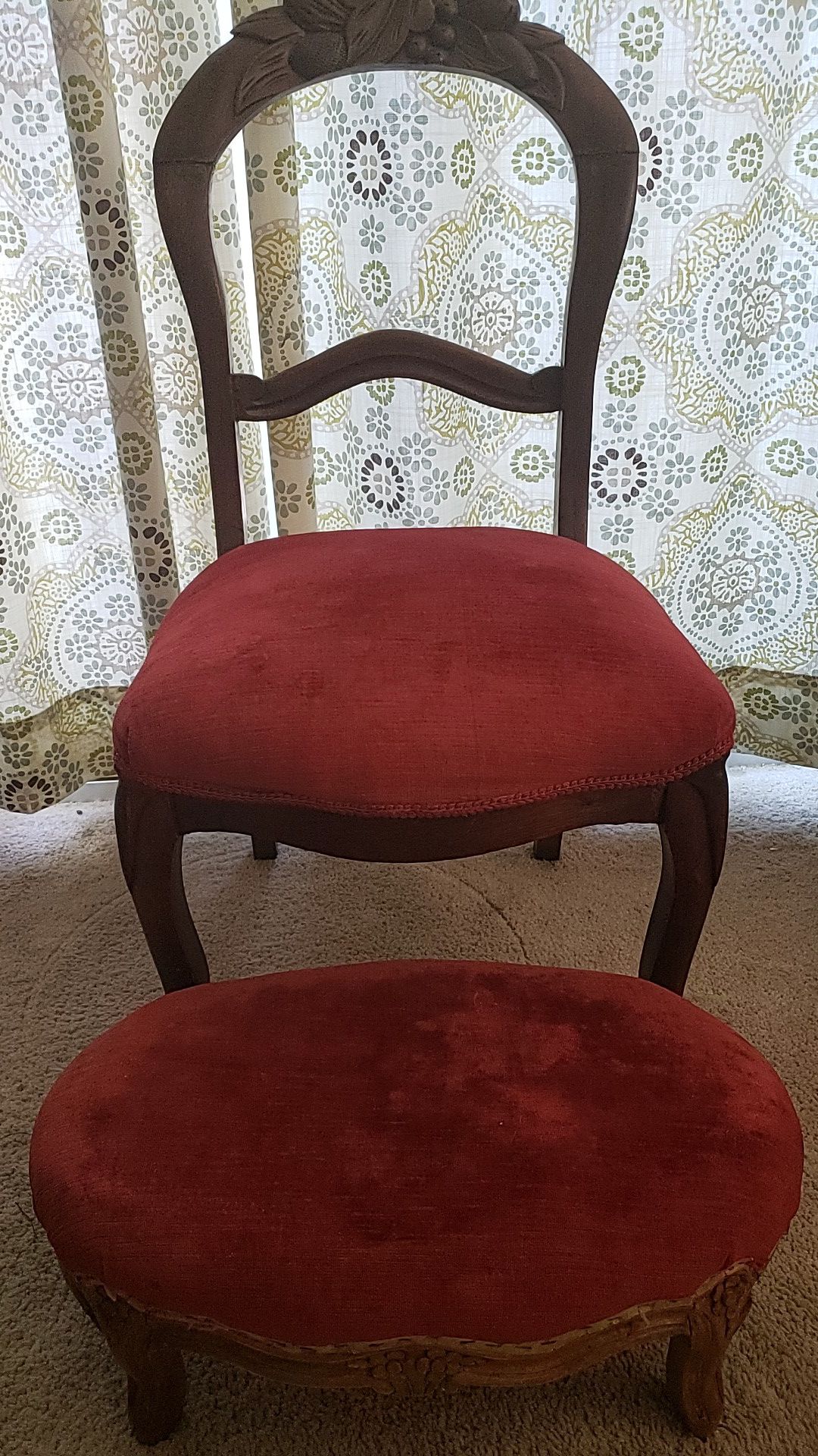Antique chair and matching stool